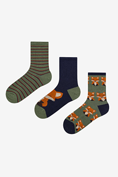 Penti Boy's Fox Navy Blue 3-Piece Socks