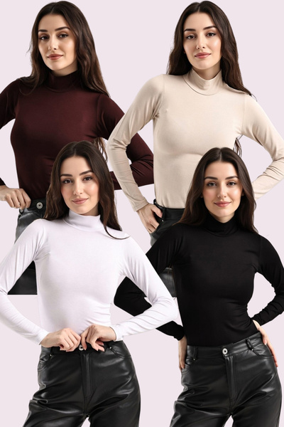 Trend Sizde Body cu mâneci lungi pentru femei, negru, alb, crem, maro amar, 4...