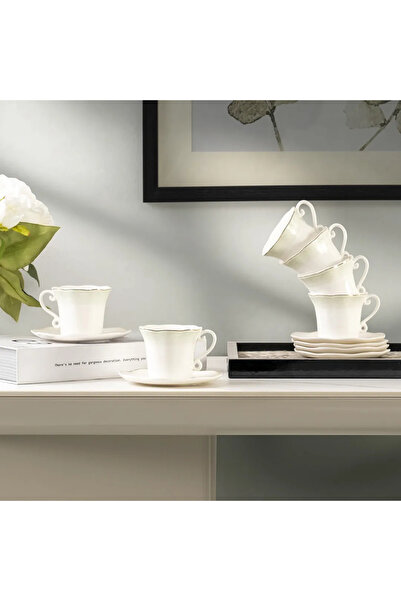 Midas Furniture Lustar 6-Piece Tea Cup And Saucer Set White