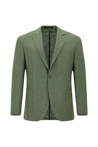 Abdullah Kiğılı سترة رياضية كتان بقصة قياسية وقياس منتظم من 6 دروب