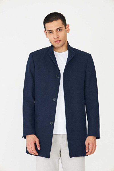 White Stone Γκρι παλτό με γιακά Hakim Kaşe