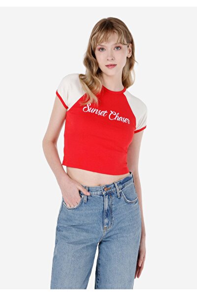 Colin's Tricou roșu pentru femei - mâneci