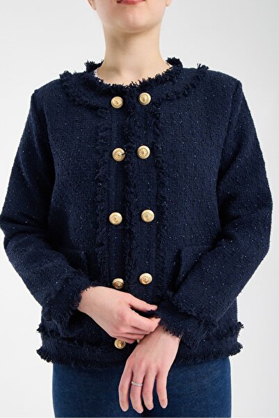 trikobis Tweed Jacket with Tassels and Gold Buttons