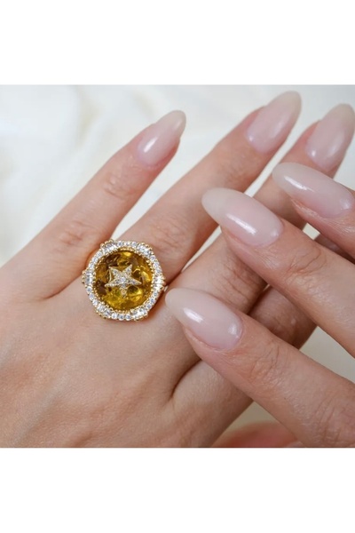 Asteria Jewelry Tasarım Renkli Taşlı Ayarlanabilir Yıldız Yüzük