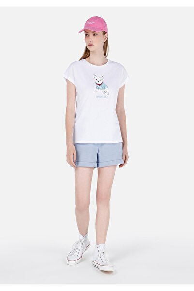 Colin's Regular Fit Orta Bel Cepli Kadın Mavi Şort