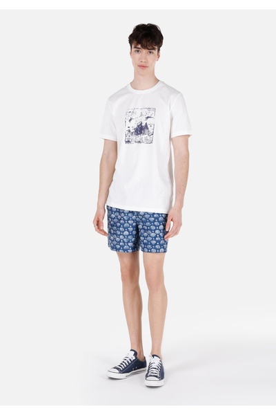 Colin's Slim Fit Men's Pattern Printed Navy Blue Swim Shorts