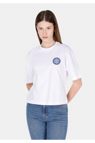 Colin's Tricou alb de damă cu mânecă scurtă