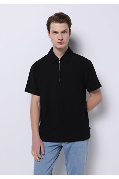 Colin's تي شيرت رجالي ذو ياقة بولو مريح وقصة مستقيمة، أسود اللون، بأكمام قصير...