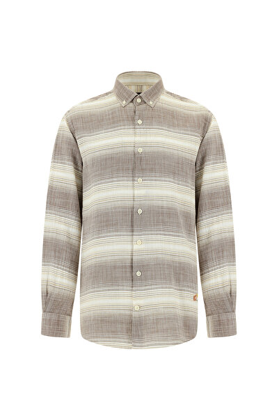 Abdullah Kiğılı Αθλητικό ριγέ βαμβακερό πουκάμισο - Μακρύ μανίκι, κανονική εφ...