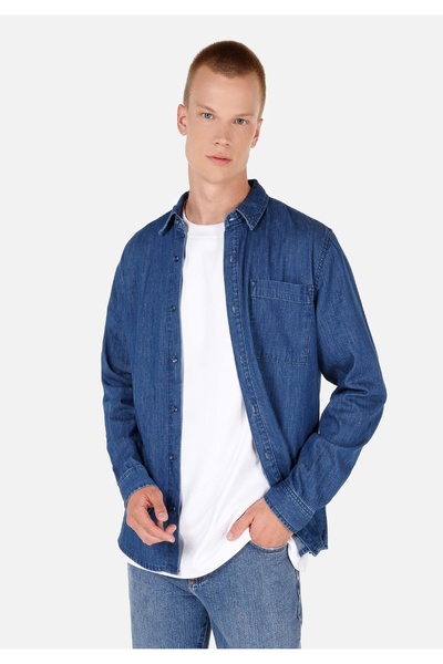 Colin's Cămașă albastră pentru bărbați cu mânecă scurtă