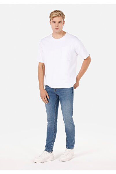 Colin's بنطلون جينز نيلي ضيق بخصر منخفض للرجال