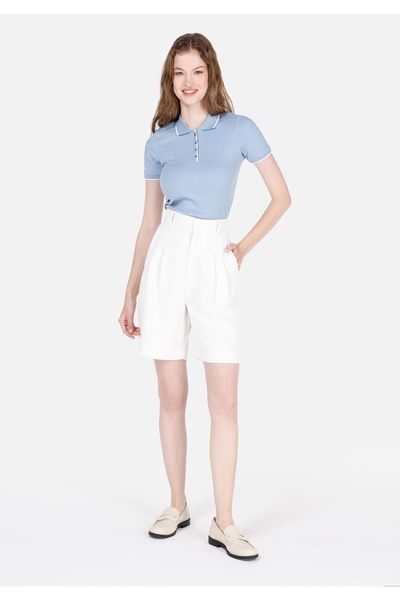 Colin's شورت نسائي أبيض عادي بقصة عادية وخصر مرتفع