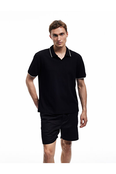 Koton Μπλουζάκι με λεπτή εφαρμογή από βαμβακερό πικέ ύφασμα με κοντό μανίκι μ...