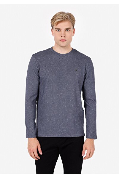 Colin's تي شيرت رجالي ذو قصة عادية وياقة مستديرة وأكمام طويلة باللون الأزرق ا...