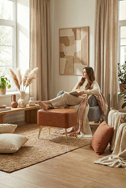 Zem Petra Çay Seti, Siyah Kazayağı/Taba Deri (1 ADET TEKLİ BERJER 1 ADET PUF)