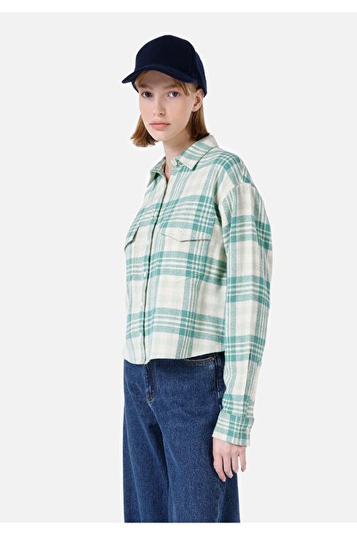 Colin's Regular Fit Βαμβάκι lu Γυναικείο πράσινο μακρυμάνικο πουκάμισο με για...