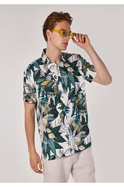 Colin's Ανδρικό πράσινο κοντομάνικο πουκάμισο με κανονική εφαρμογή ιξώδες μπλ...