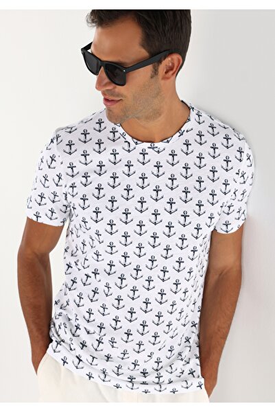 Colin's Tricou alb cu mânecă scurtă pentru bărbați, cu gât rotund, cu croială...