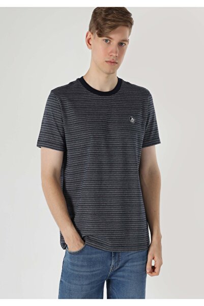 Colin's Tricou cu mânecă scurtă pentru bărbați, cu dungi în dungi, cu decolte...