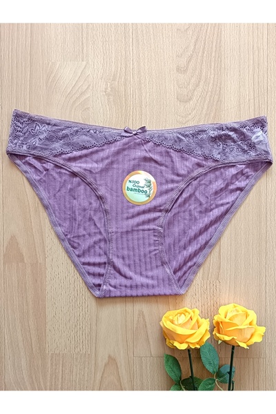 Papatya Zona Bambu Ribana Dantel Detaylı Kadın İç Giyim Külot (LAVANTA)