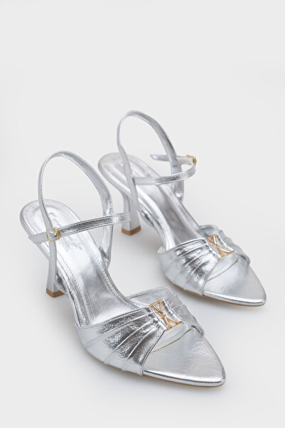 Capone Outfitters Belvia Pointed Toe Metallic Ankle Strap Mid-Heel Women's Shoes