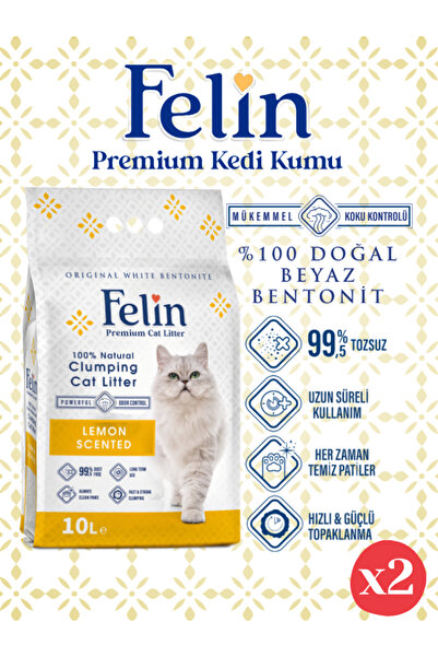 FELİN Limon Kokulu Topaklanan Ince Taneli Kedi Kumu 10lx2