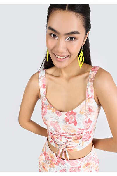 Colin's Slim Fit V Yaka Çiçekli Kadın Çok Renkli Kolsuz Gömlek