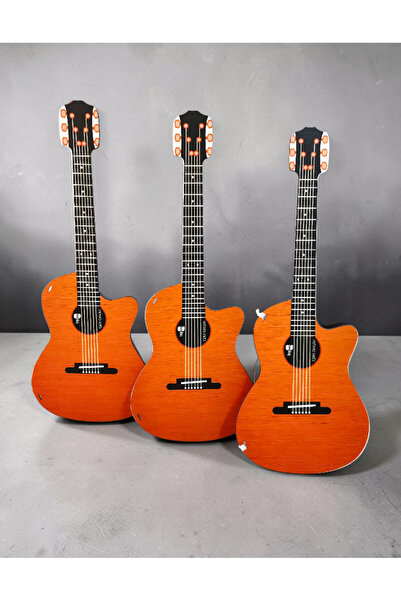 heptex Ahşap Üzeri Uvi Baskılı Oyuncak Gitar 3 Adet
