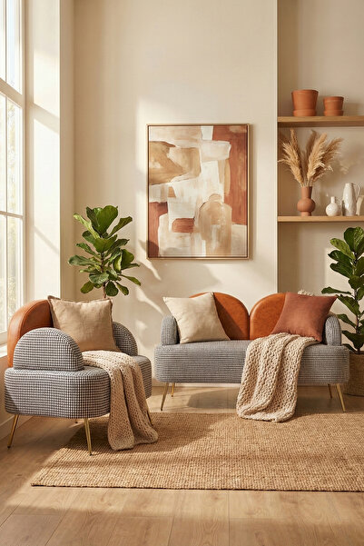 Zem Petra Çay Seti, Siyah Kazayağı/Taba Deri (1 ADET IKİLİ BERJER 1 ADET TEKL...