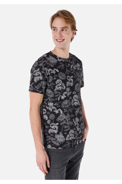 Colin's Регулярний крій, бавовняний, круглий комір, принт, чоловічий, антраци...