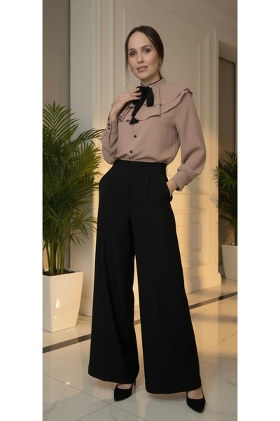 VATKA STUDİO VATKA ženske pantalone sa visokim strukom i širokim nogavicama s...