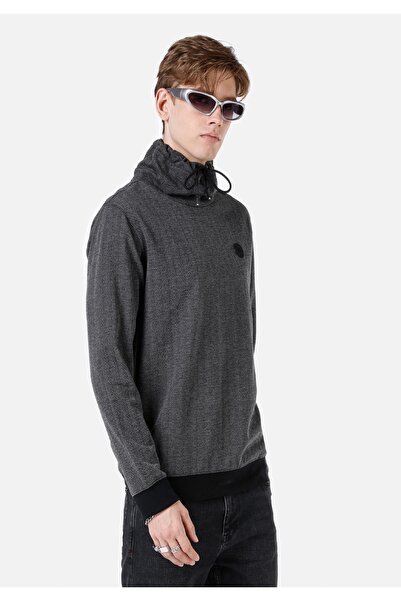 Colin's Tricou negru cu mânecă lungă pentru bărbați, cu gât de țestoasă, cu c...