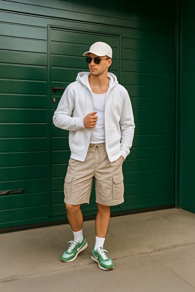 MARKAPIA سويت شيرت رجالي بسحاب وجيوب وقلنسوة وبطانة من الصوف من الداخل