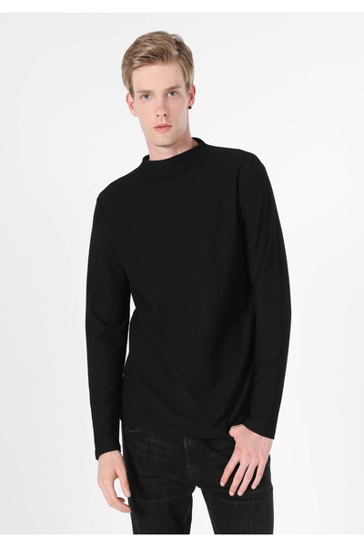 Colin's Ανδρικό μακρυμάνικο μπλουζάκι Regular Fit Half Fisherman Black Cl1060115