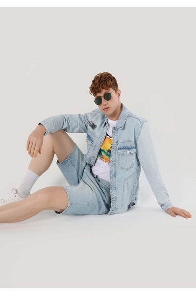 Colin's الدنيم الأزرق الفاتح - سترة رجالية عادية