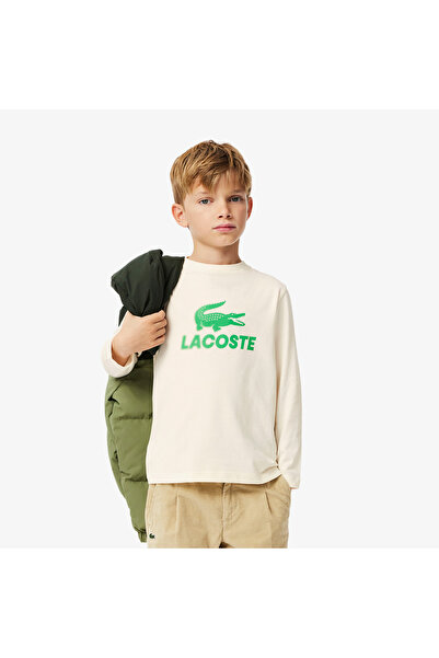 Lacoste Erkek Çocuk Baskılı Bej T-Shirt