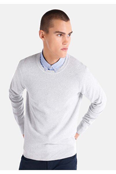 Colin's Regular Fit Yuvarlak Yaka Jakarlı Erkek Beyaz Triko Kazak