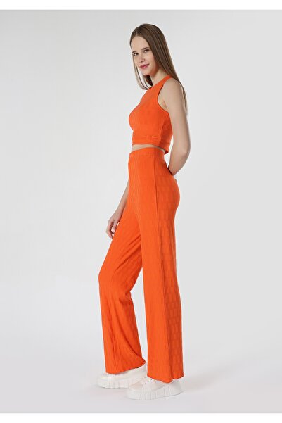 Colin's Pantaloni de sport portocalii pentru femei, jacquard, slim fit, cu ta...