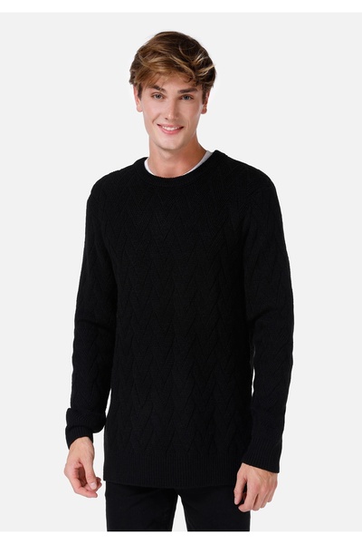 Colin's Black Knitwear Men's Sweater - Regular Fit