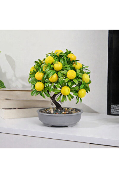 Lineva Dekoratif Yapay Limon Ağacı – Ev & Ofis Masa / Raf Dekoru – 1 Adet