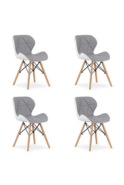 Artool Set of 4 Scandinavian style chairs, Artool, Lago, gray and white eco- ...