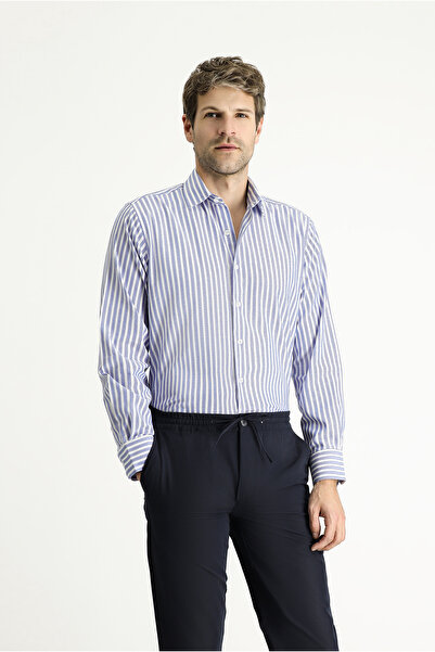 Abdullah Kiğılı Μακρυμάνικο κλασικό ριγέ βαμβακερό πουκάμισο