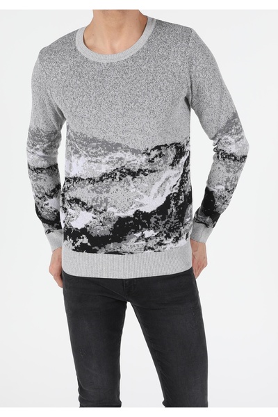 Colin's سترة رمادية للرجال ذات رقبة مستديرة وقصة عادية