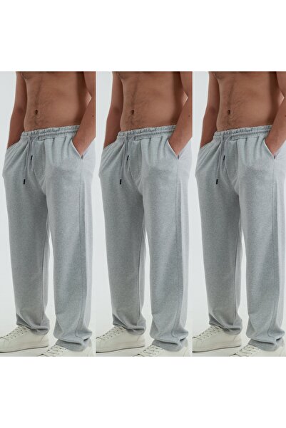 KİMSE GÖRMEDEN Sweatpants Unisex Wide Leg Tube Leg Set of 3 3Pcs Black.Gray.N...