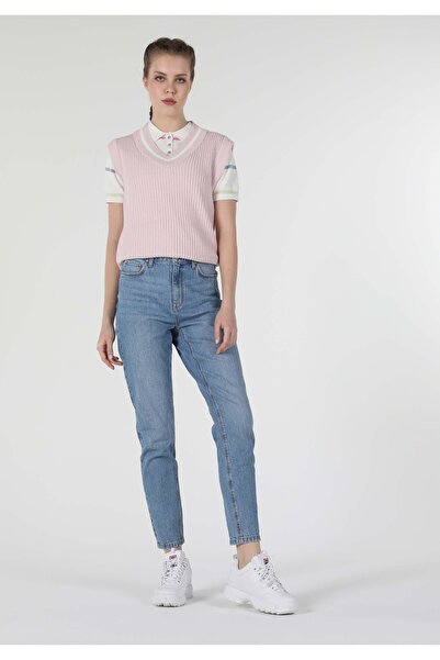 Colin's Regular Fit V Yaka Kadın Pembe Kazak