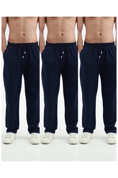 KİMSE GÖRMEDEN Sweatpants Unisex Wide Leg Tube Leg Set of 3 3Pcs Black.Gray.N...