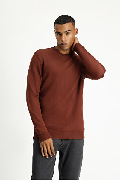 Kiğılı Bisiklet Yaka Regular Fit Desenli Pamuklu Triko Kazak