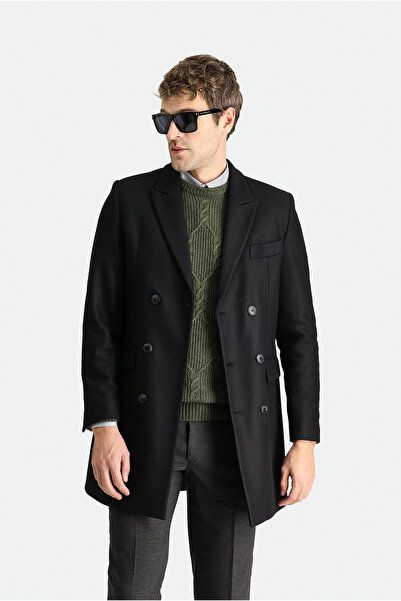 Kiğılı Yünlü Kruvaze Kaban