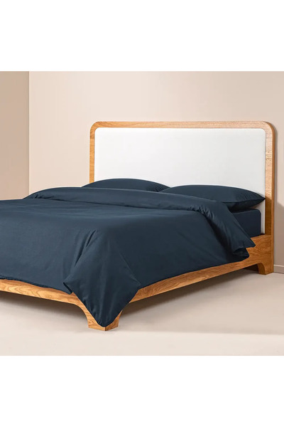 Penelope 100% Cotton Percale Duvet Cover Set Single 160X220 cm Navy Blue - Pu...