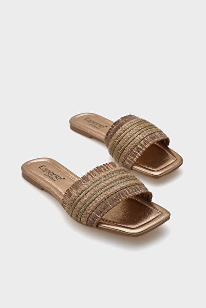 Capone Outfitters Γυναικείες παντόφλες Keren Flat Heeled Straw Blunt Toe